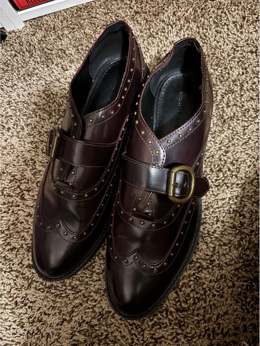 Marc Fisher Burgundy Leather Monk Strap Dress Shoes Size 11M